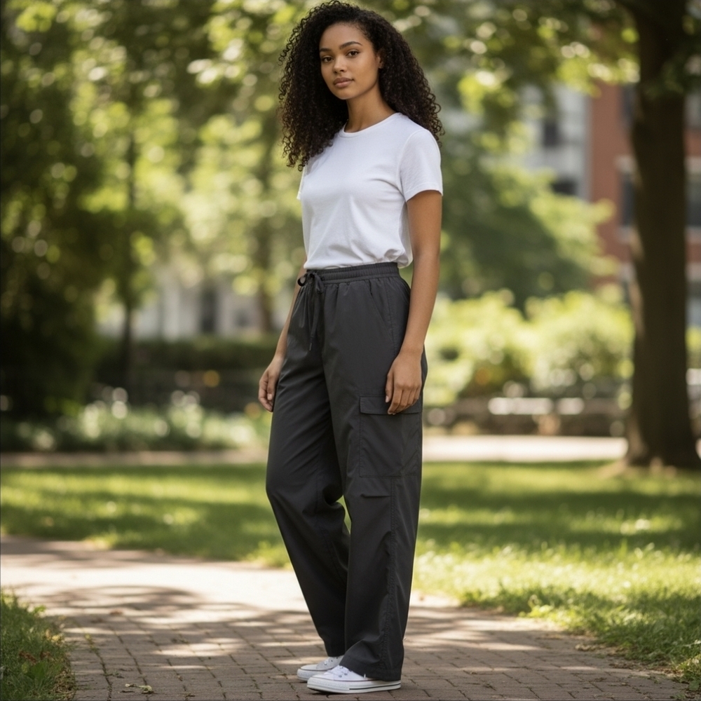 Viral Old Navy High-Waisted StretchTech Wide-Leg Cargo Pants - Dark Gray. Size S
